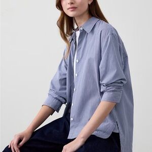 Banana Republic Factory Blue and White Striped Button-Down Shirt